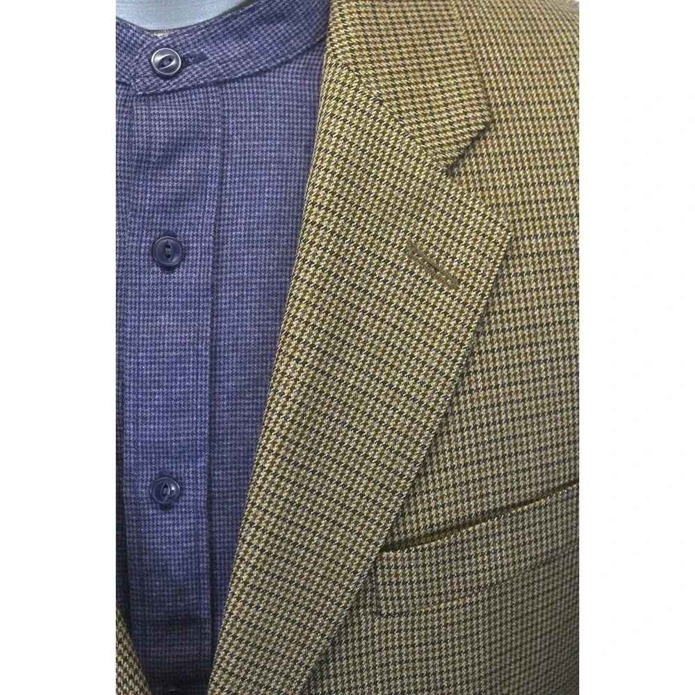 vtg mens brown Ralph Lauren houndstooth blazer jacket sport suit‎ coat wool 42 L